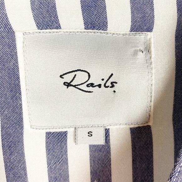 Rails Piper Ocean White Stripe Ruffled Tie Front Button Up Blouse Womens Size S - Picture 6 of 13